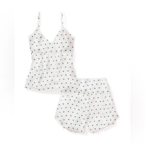 NWT - Petite Plume Silk Cami Short Set in White Art Nouveau
